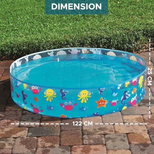 Image of NHR Rigid Wall Swimming Pool for Kids (122 x 25 cm, 4 Feet), 277L Round Ocean Life Water Splash Bath Tub for Toddlers, Non-Toxic Transparent PVC Outdoor Indoor Garden Lawn Water Pool