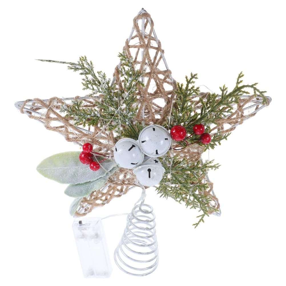 JKAPCYJFHF Puntale per albero di Natale a forma di stella con luci o Ment decorativo