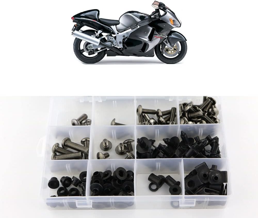 Xitomer Complete Bodywork Screws, Fit for GSX1300R HAYABUSA 1999 2000 2001 2002 2003 2004 2005 2006 2007, Full Set Fairing Bolts/Washers/Nuts/Clips/Grommets (Titanium)