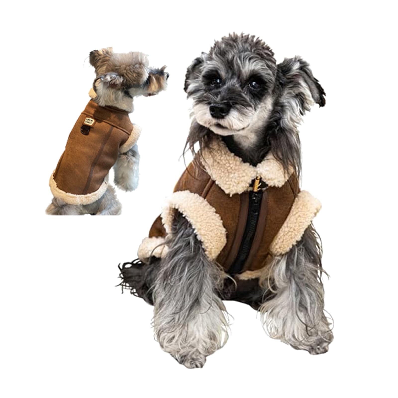 Abrigo para perro con forro polar cálido para perros medianos y pequeños, abrigo suave y resistente al viento para clima frío de invierno (café M)
