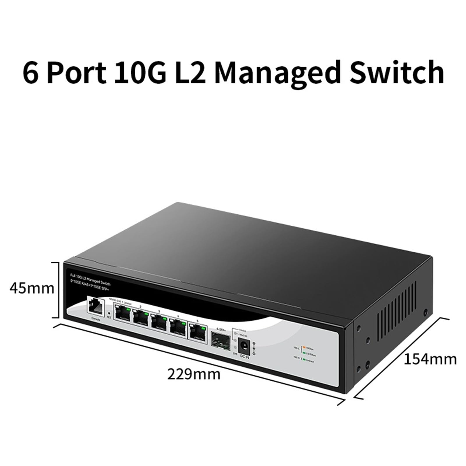 Przełącznik zarządzalny 10G L2 6-portowa sieć 10000M Smart Home Lab Ethernet LACP/VLAN/DHCP/SNMP