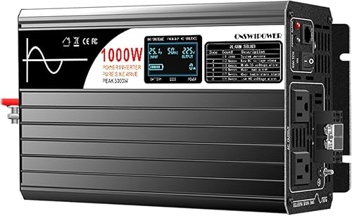 Xijia 1000 W de onda sinusoidal pura energía solar DC 12V RV convertidor a CA 120V 60HZ convertidor solar para uso doméstico coche (DC12V (rango
