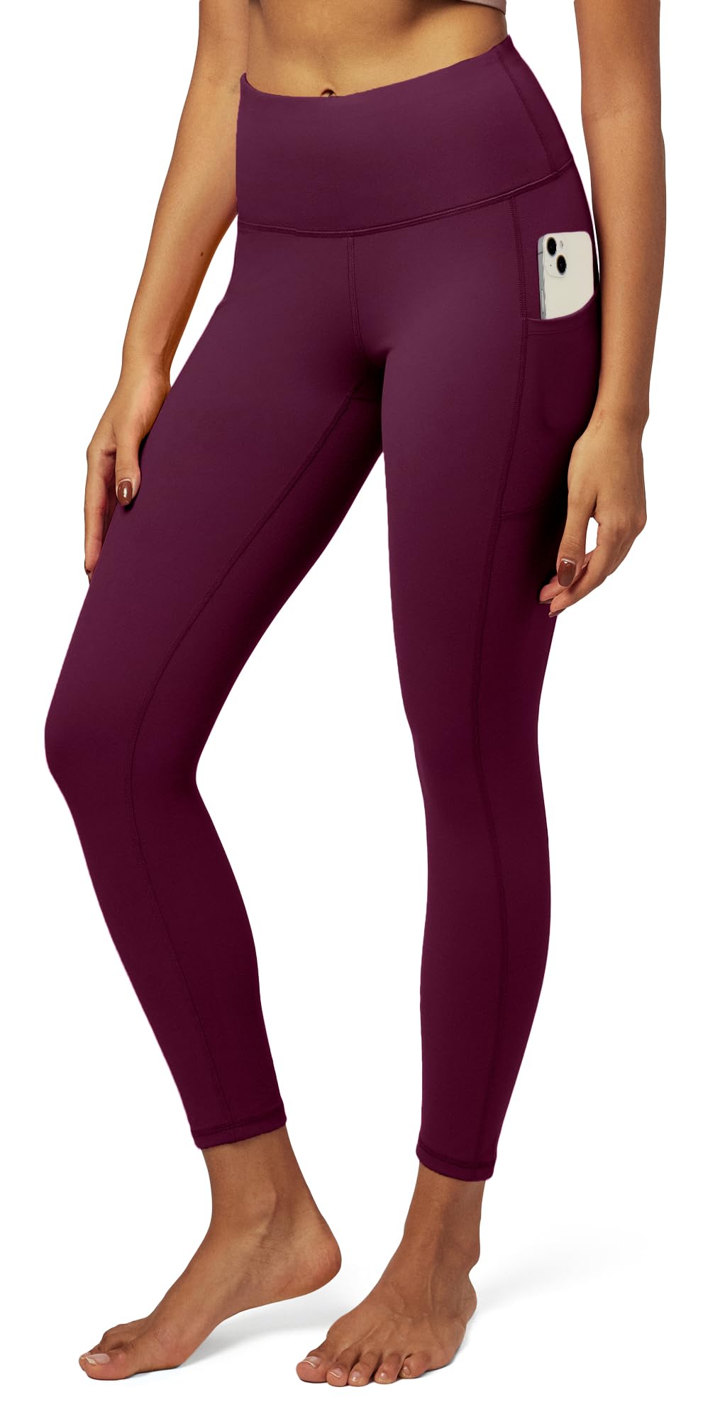 IUGA High Waisted Gym Leggings with Pockets Women Yoga Pants for Women Workout Running Wine