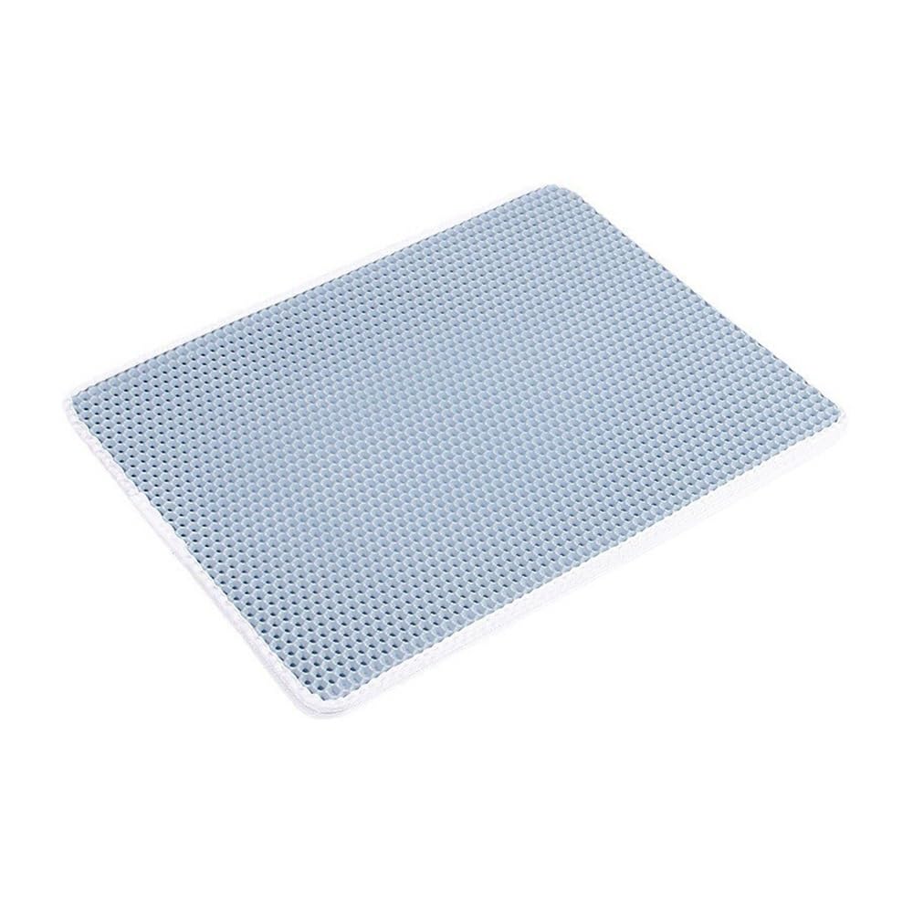Pet Cat Litter Mat Double Layer Box Sand Pad Washable Bed Clean Products(Blue,40X50CM)