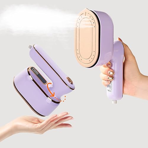 Mini plancha de vapor de viaje, plancha de vapor portátil de mano para ropa con calentamiento rápido de 5 segundos, vaporizador giratorio de 180