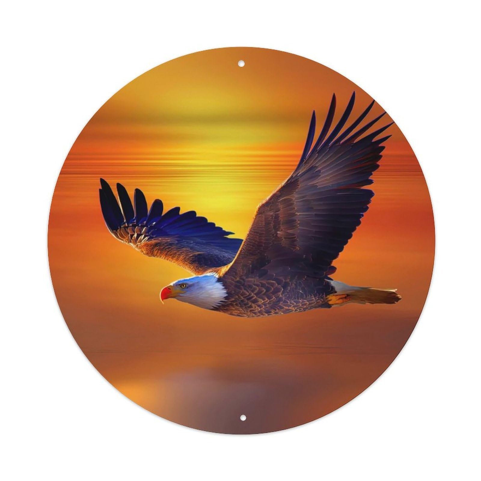 Cwbufd Vintage Style American National Bird - White-Heated Eagle In Dramatic Sundown Flight Vintage Metal Tin Sign Plaque Wall Decor For Cafe, Club Bar, Office, Garden Metal Poster 8X8inch