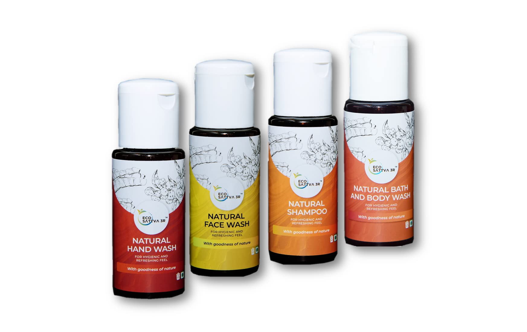EcoSattva 3R Bathroom Essential Combo Natural Bath and Body Wash, Natural Face Wash, Natural Hand Wash and Natural Shampoo (50ml Each)-image-40