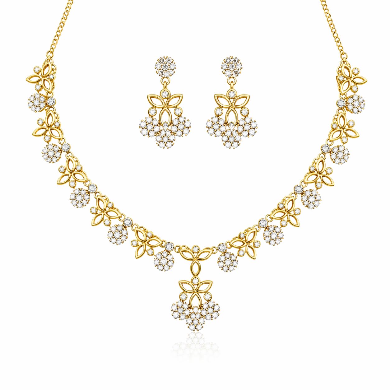 Necklace Set Gold Plated Floral Design Jewellery Gift for Women & Girls-image-33