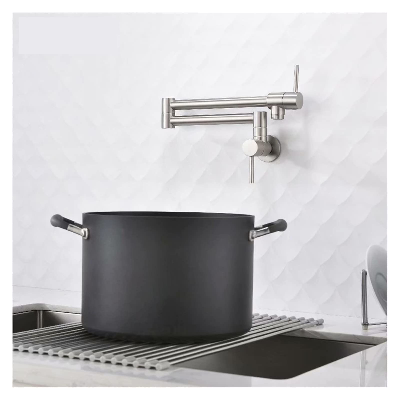 Rubinetti per lavello da cucina, Brass Wall Wall Monted Cucina Ruzio Restrozzoso POUCET Growing pieghevole REGLI RETRABILE REGLITTO REGLIFICA DASCHET DACKET TACE. per lavello Vanity Rv Bar(Chrome)