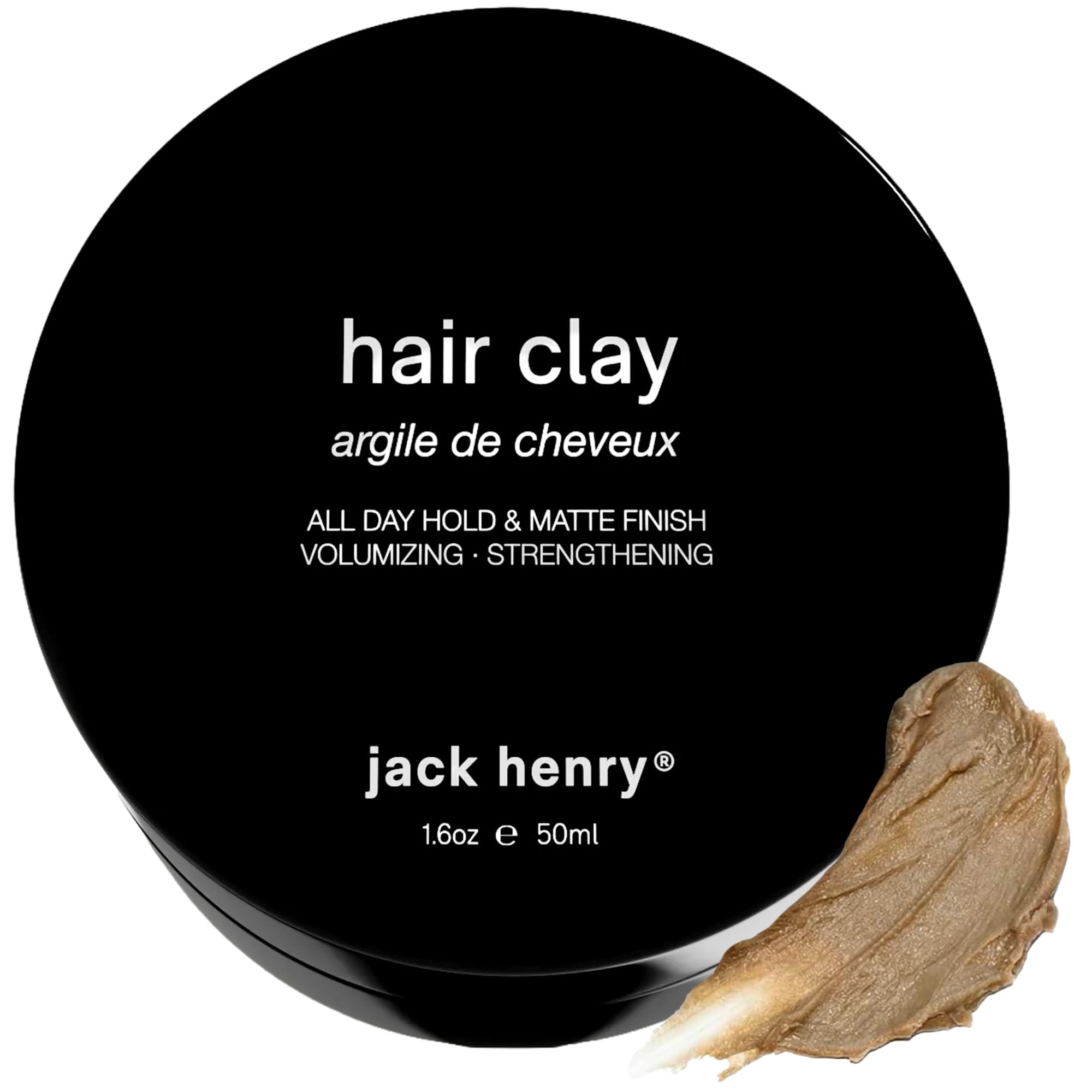 Jack Henry Hair Clay for Men, Flexible Matte Finish, All-Day Hold, 1.6 oz