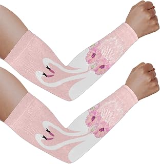 Mangas de braço com proteção solar UV para homens e mulheres, mangas de flor de ganso branco protegem os braços esportes mangas de braço proteção solar proteção UV, Ganso branco
