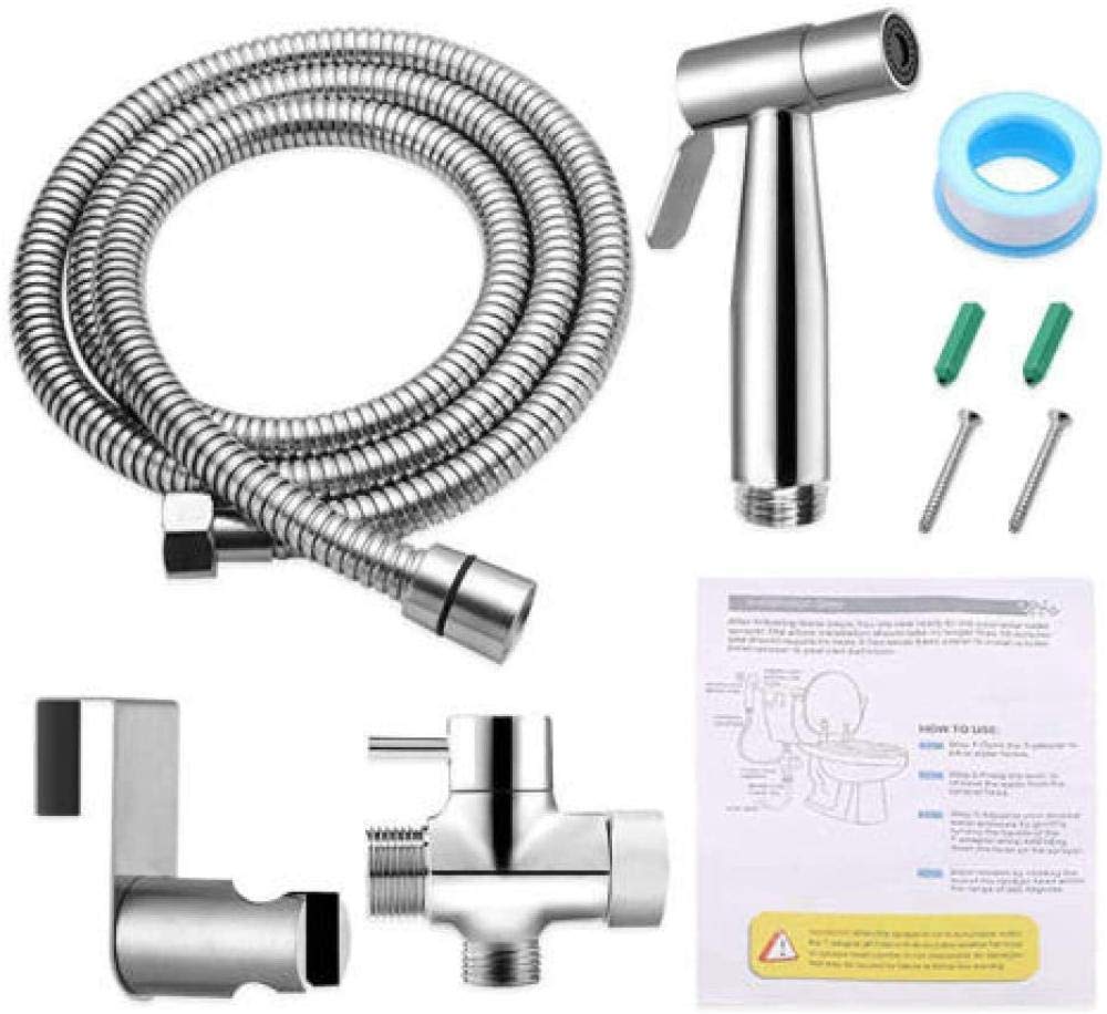 Pulverizador de bidé de Mano, grifos de bidé de Mano Grifos de bidé de Mano Pulverizador de bidé de Acero Inoxidable Rociador de Ducha de bidé para Inodoro con Manguera y Soporte de soport