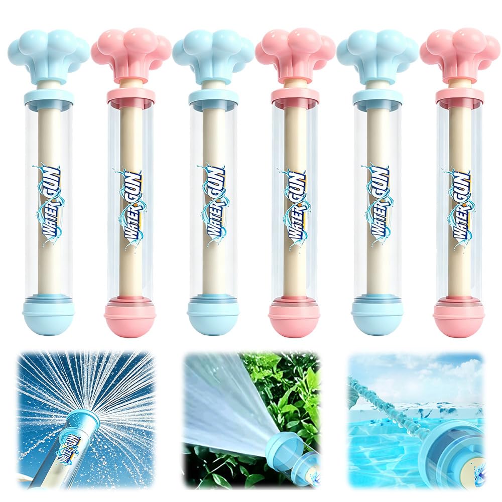 6PCS Firework Water Gun, Romantic Firework Style Water Spray Toy, Pull-Out Sprinkler Spray Toys, 3 Water Spray Effects, for Bathing, Pool, Party, Outdoor Game for Kids, Couples, Family