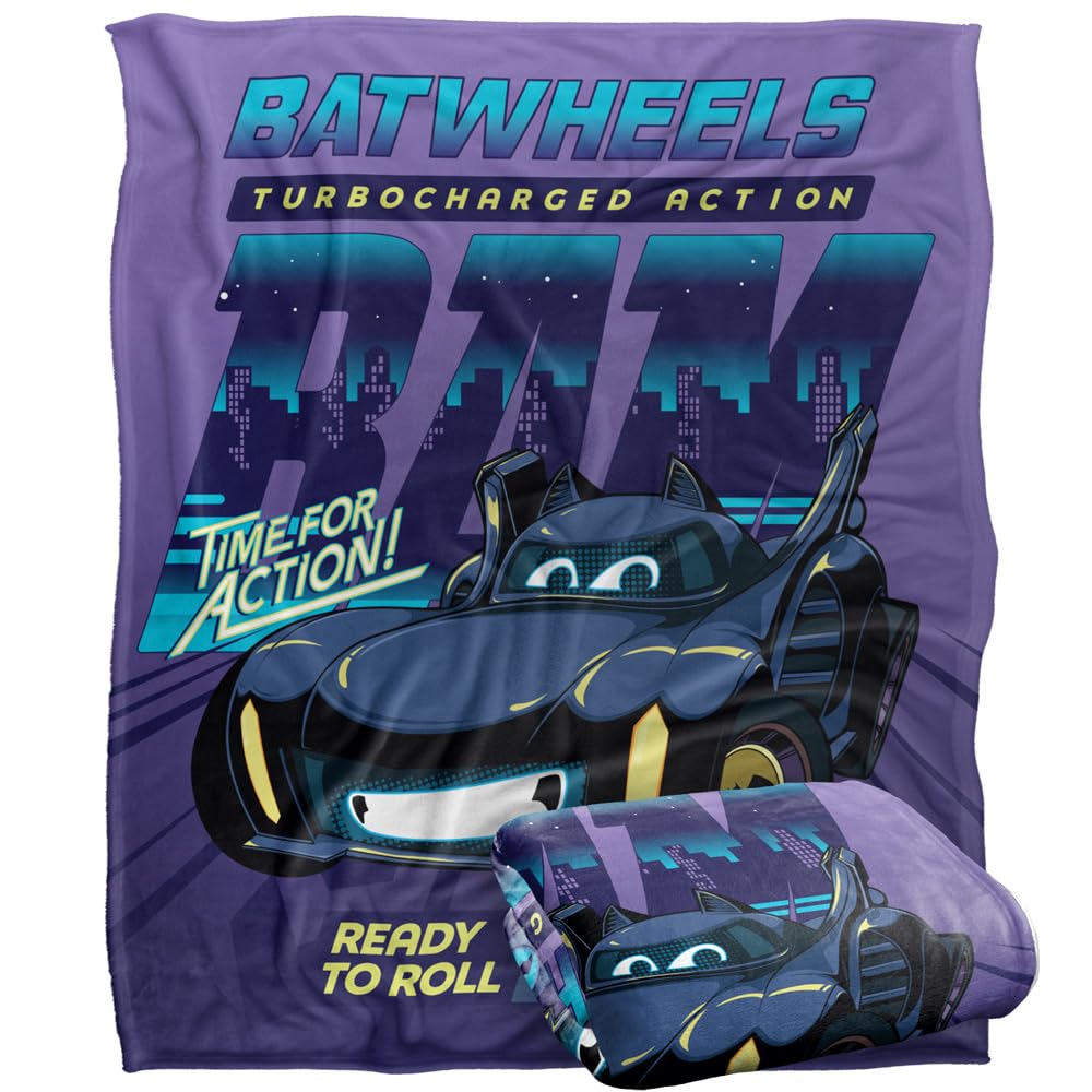 BATMAN Batwheels Blanket, 152 x 127 cm Ready to Roll Silky Touch Super Soft Throw Blanket
