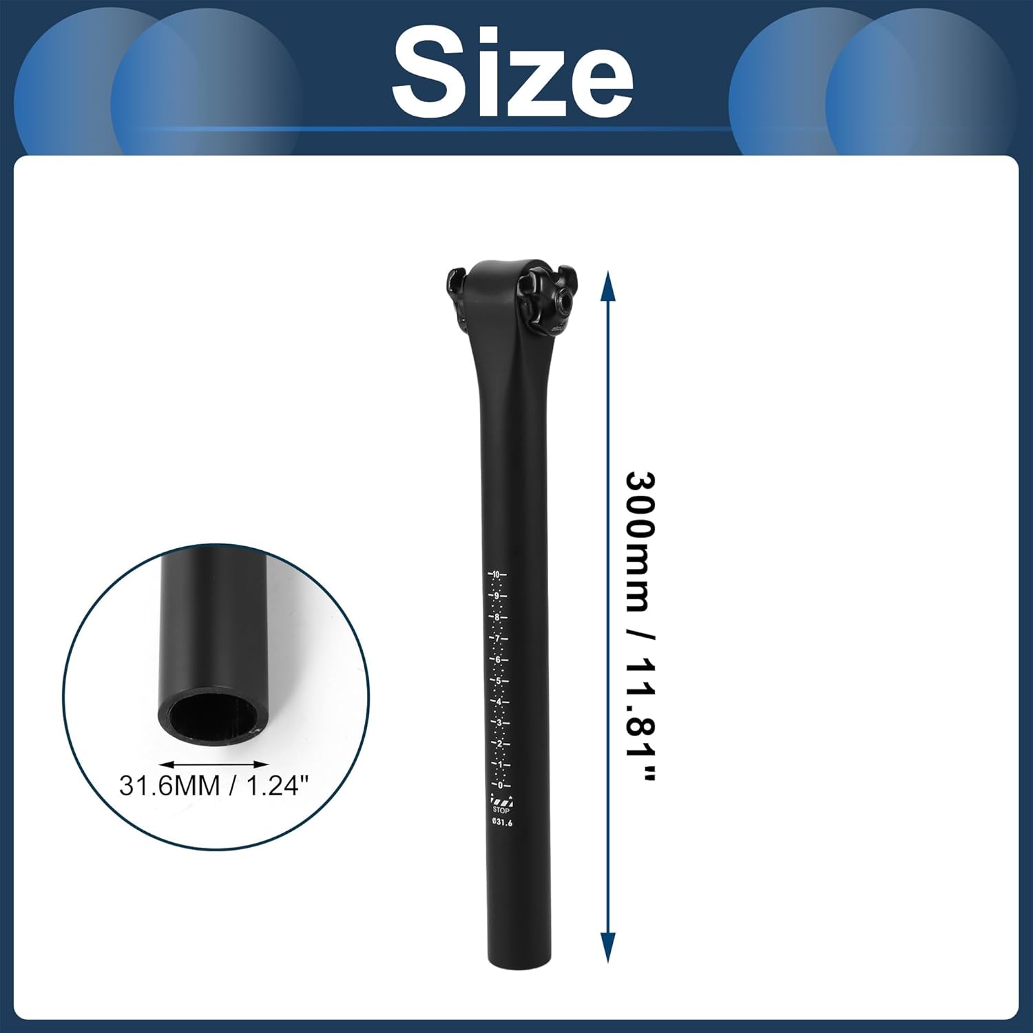 Bike Seat Posts 31.6x300mm Bike Saddle Post Seat Tube Carbon Fiber Matte Black Lightweight