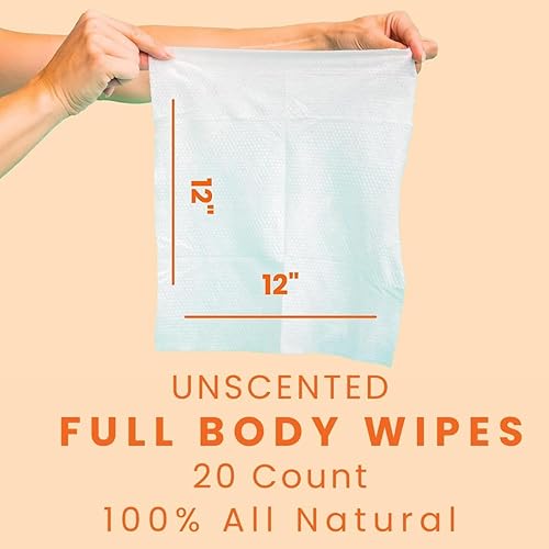 Vista 39 de HyperGo Toallitas corporales XL para mujeres y hombres, toallitas limpiadoras de cuerpo completo sin enjuague, de 12 x 12 pulgadas, paquete de 20