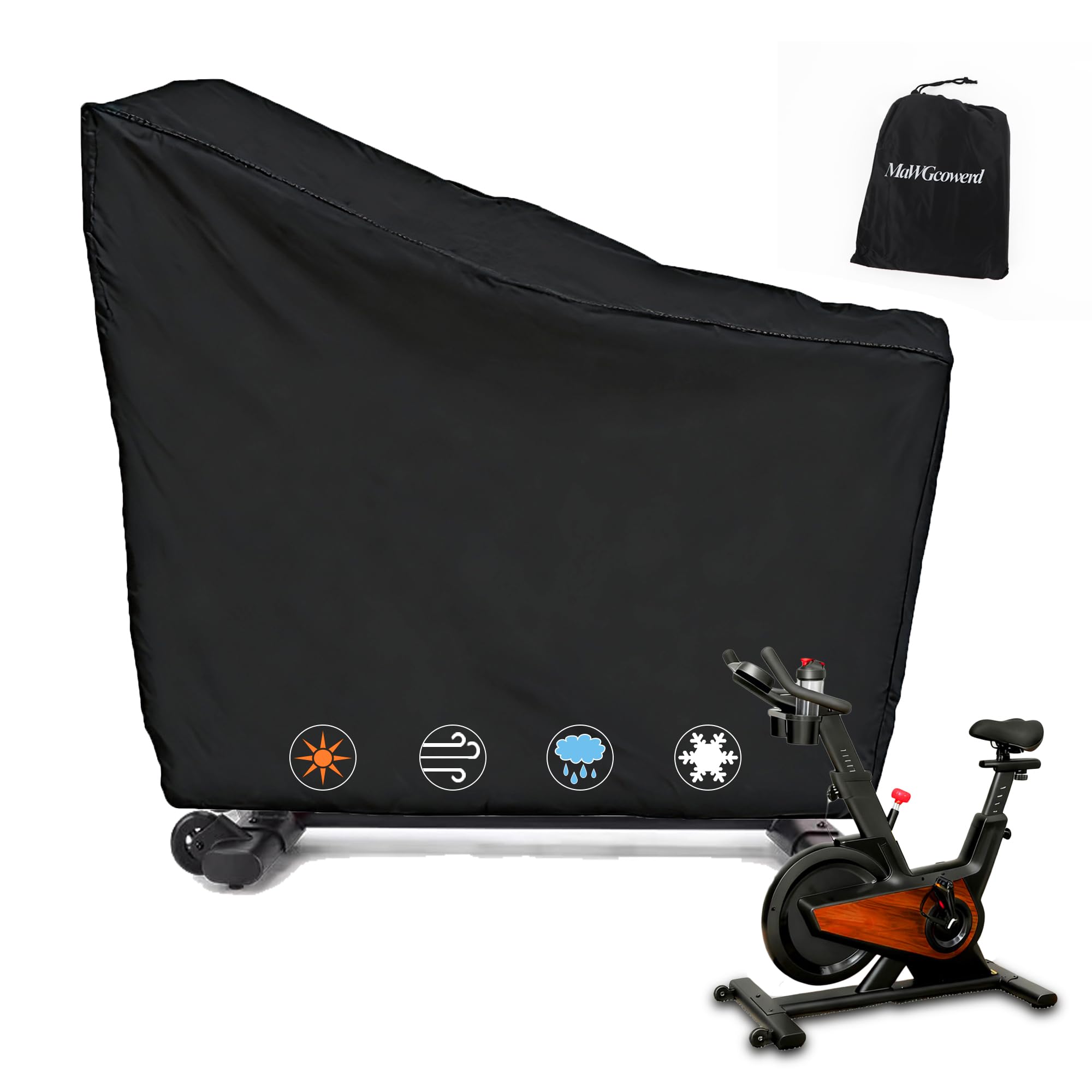 Exercise Bike Cover, Upright Indoor Cycling Protective Cover, Oxford Waterproof Fabric, Windproof, Dustproof, UV Resistant-for Peloton、Schwinn、NordicTrack，Ideal for Indoor and Outdoor Use (Black)