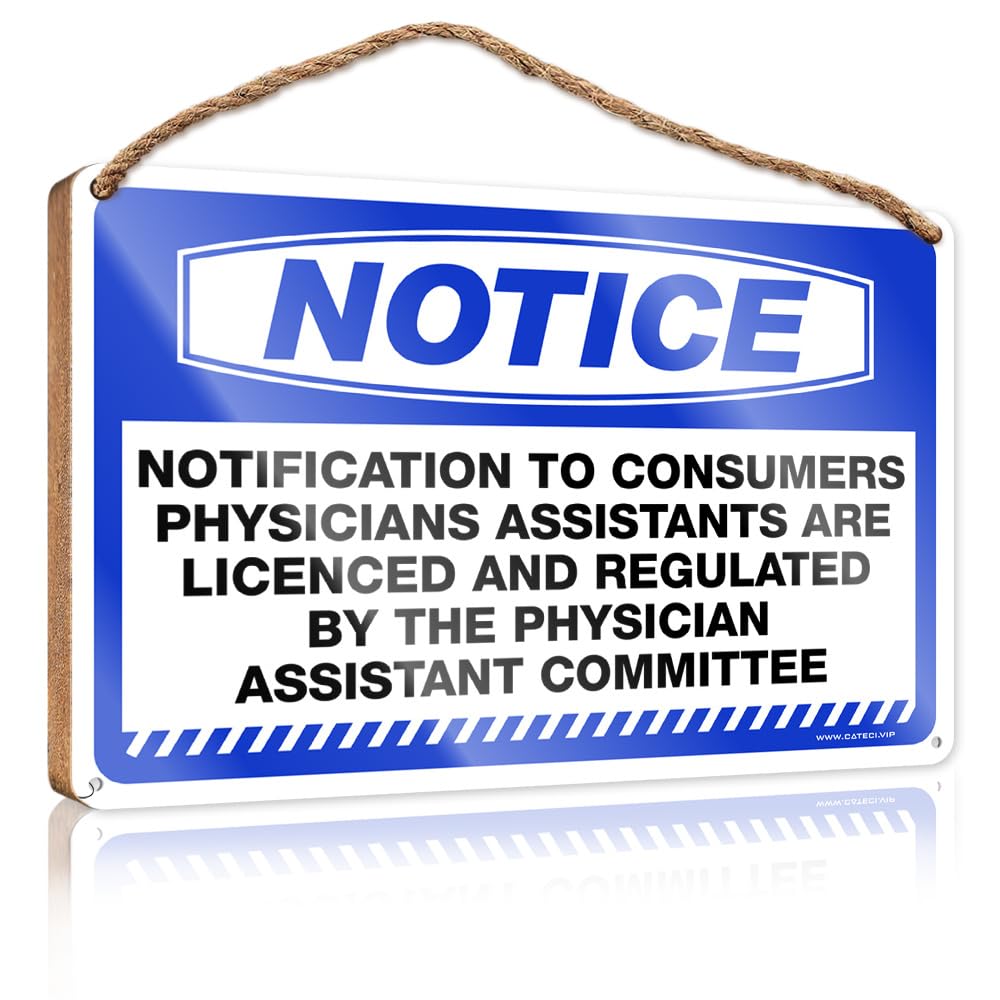 DTHA Door Hanging Sign Notice Notification To Consumers Physician Assistants Wooden Sign Pool Decor Hanging Decor Sign(20X30CM)