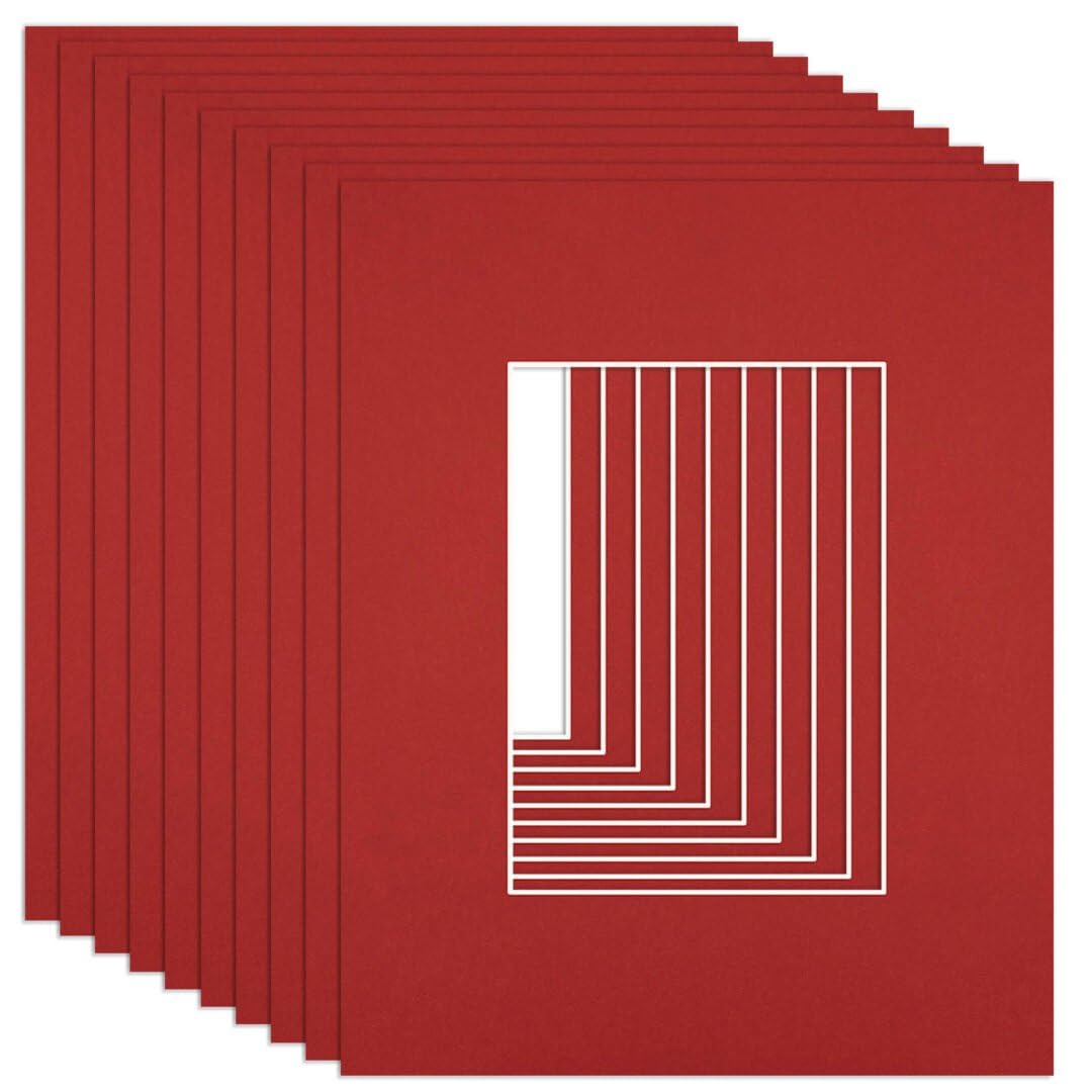 Procut Global 20x16" Crimson Picture Mounts to Fit A4 Aperture - Precision Cut Cardboard Photo Mount - Ideal for Frames, Prints, Artwork & Certificates - Sizes & Colours Available - 10 Pack