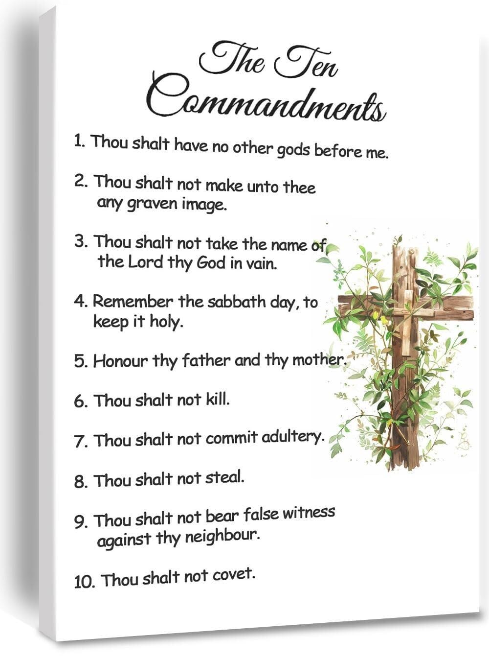 SSOPTMCB Christian Ten Commandments Poster, Bible Verse Wall-Art from Deuteronomy 5, Scripture Canvas Print, Ready to Hang Home and Bedroom Decor(Unframed,08x12inch(20x30cm))