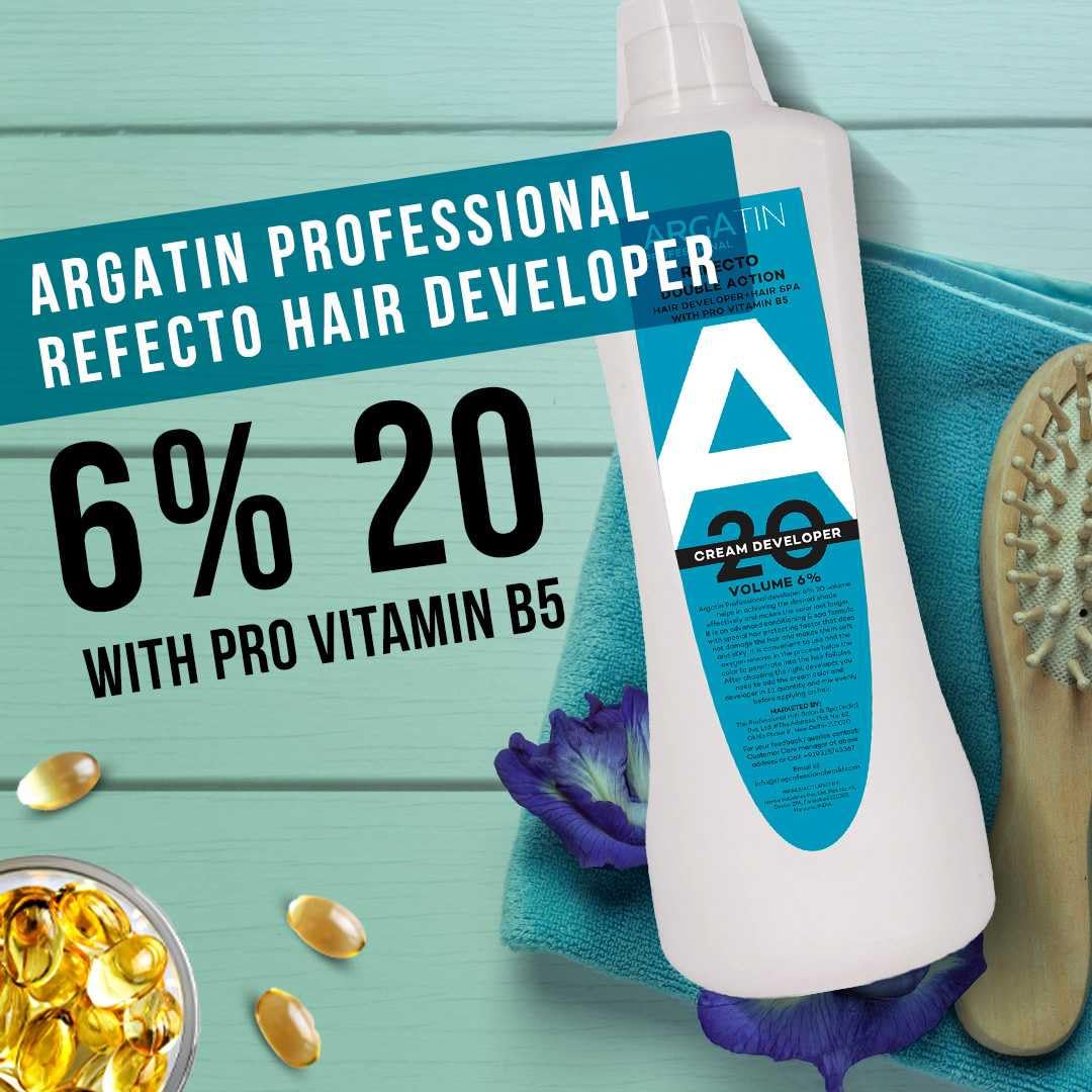 Argatin Professional Refecto Hair Color Developer 20 Volume (6%) – Cream Developer with Pro Vitamin B5 – Double Action Formula for Rich, Long-Lasting Hair Colour – 1000ml 4