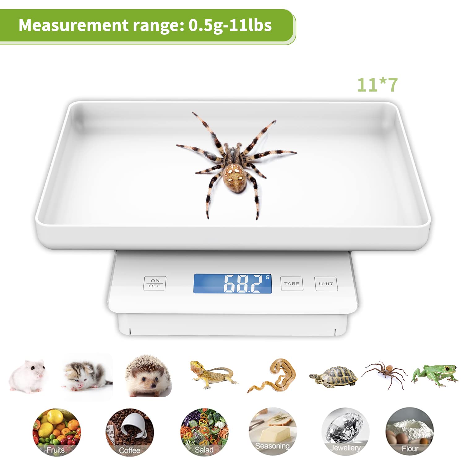 11lbs/0.1g Pet Scale for Small Animal, Whelping Scale, Guinea Pig Weighing Scale, High Precision 0.003oz, Suitable for All Newborn Pets, Kittens, Turtles,