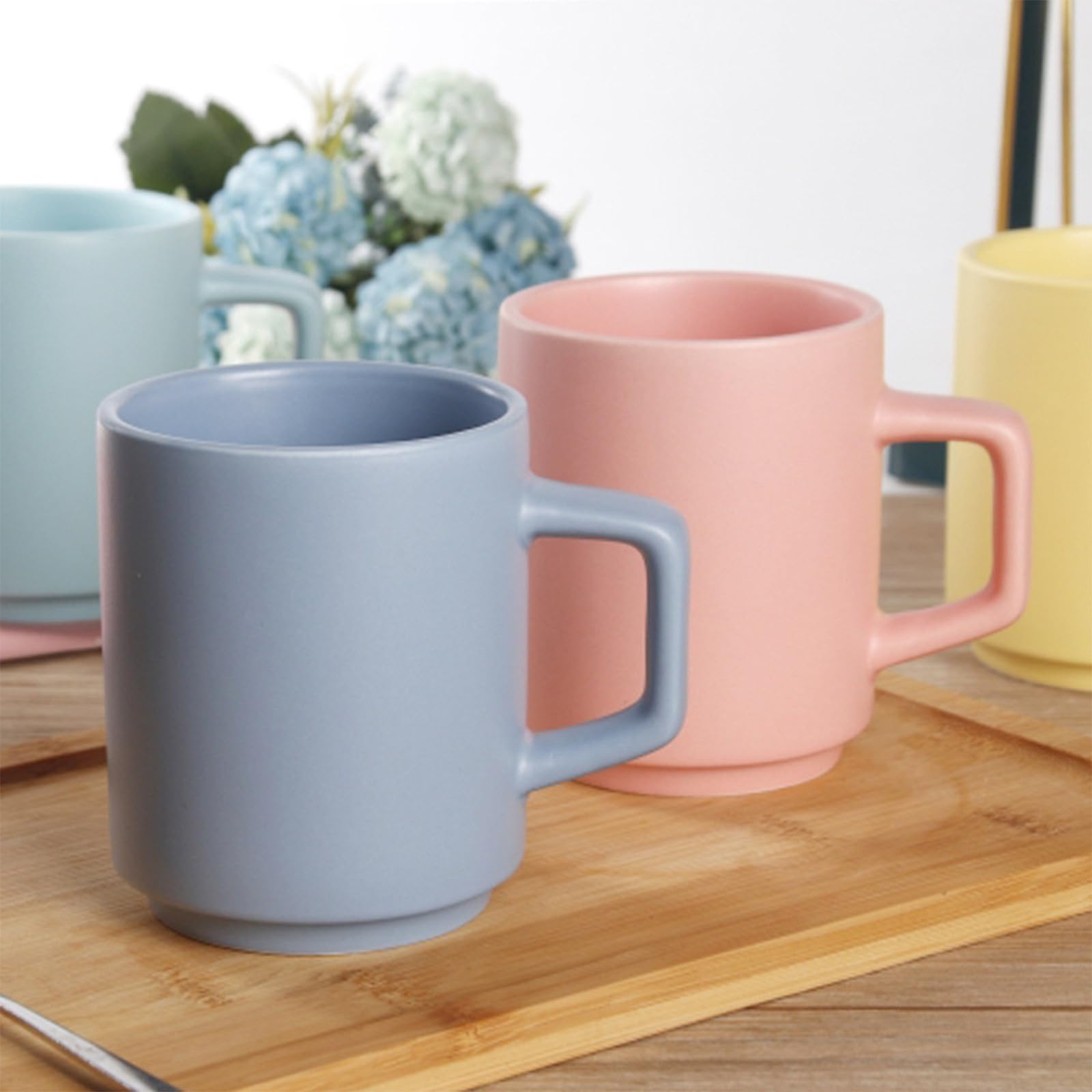 KALLORY Set da 5 Tazze in Ceramica Manico, Assorbimento Acqua Ridotto e Design Creativo, Perfette per Caffè, Tè e Bevande Quotidiane