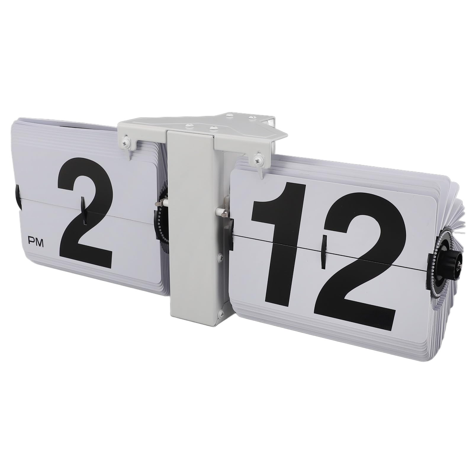 Alomejor Zegar z klapką w Stylu Retro, Mechaniczny Zegar na Biurko, Zasilany baterią, z Dużymi Cyframi, do Nauki i kolekcjonerów. Stal Nierdzewna 304 (WHITE)