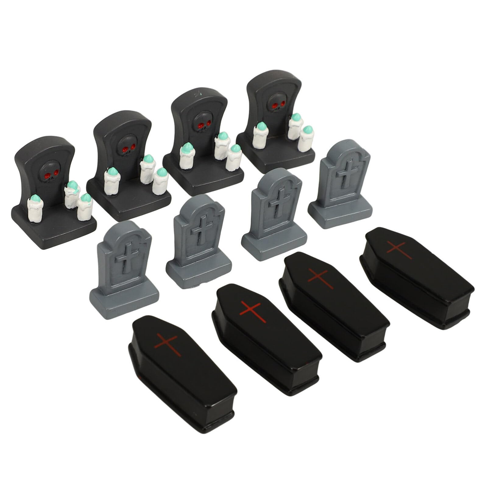 Muiltvoe 12Pcs Miniature Tombstones Figurine - Resin Gravestone Decor For Mini House Graveyard Scene Crafts - Halloween Accessories
