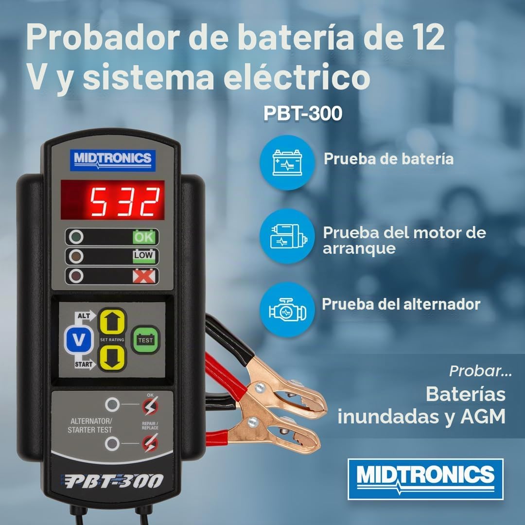 Midtronics PBT300 comprobador de Carga de batería Sistema de Arranque