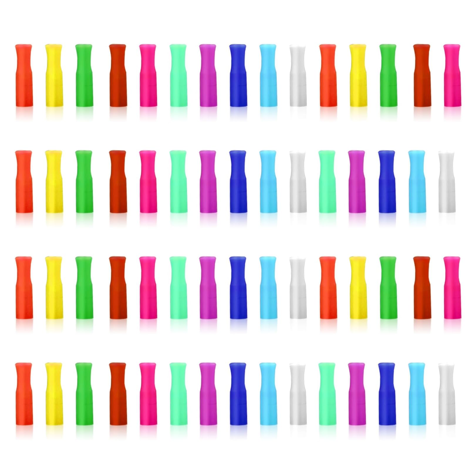 60 Pcs Reusable Silicone Straw Tips,Multi-Color Straw Protectors,Comfortable Lip Protection, Multicoloured Food Grade Straws Tips Covers, Reusable Metal Straws Covers 1/4 Inch Wide(Multicolor)