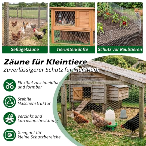 Cieex Kaninchendraht, 0.4 x7 m Hasendraht Drahtzaun 0,55 mm Draht Stärke
