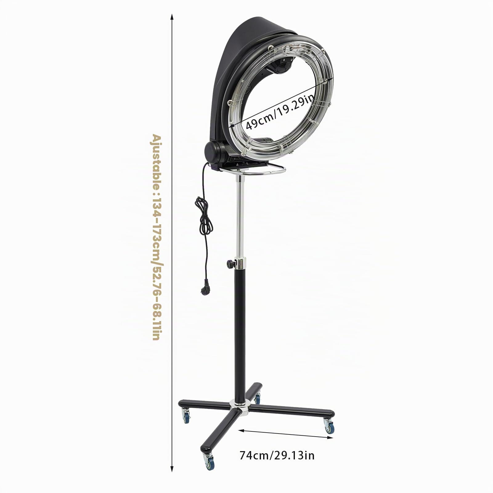 Bonnet de séchage professionnel pour cheveux, 950 W, avec 4 roues, 6 modes, hauteur réglable 134-173 cm, 0-60 min, pour salons de coiffure et salons de beauté