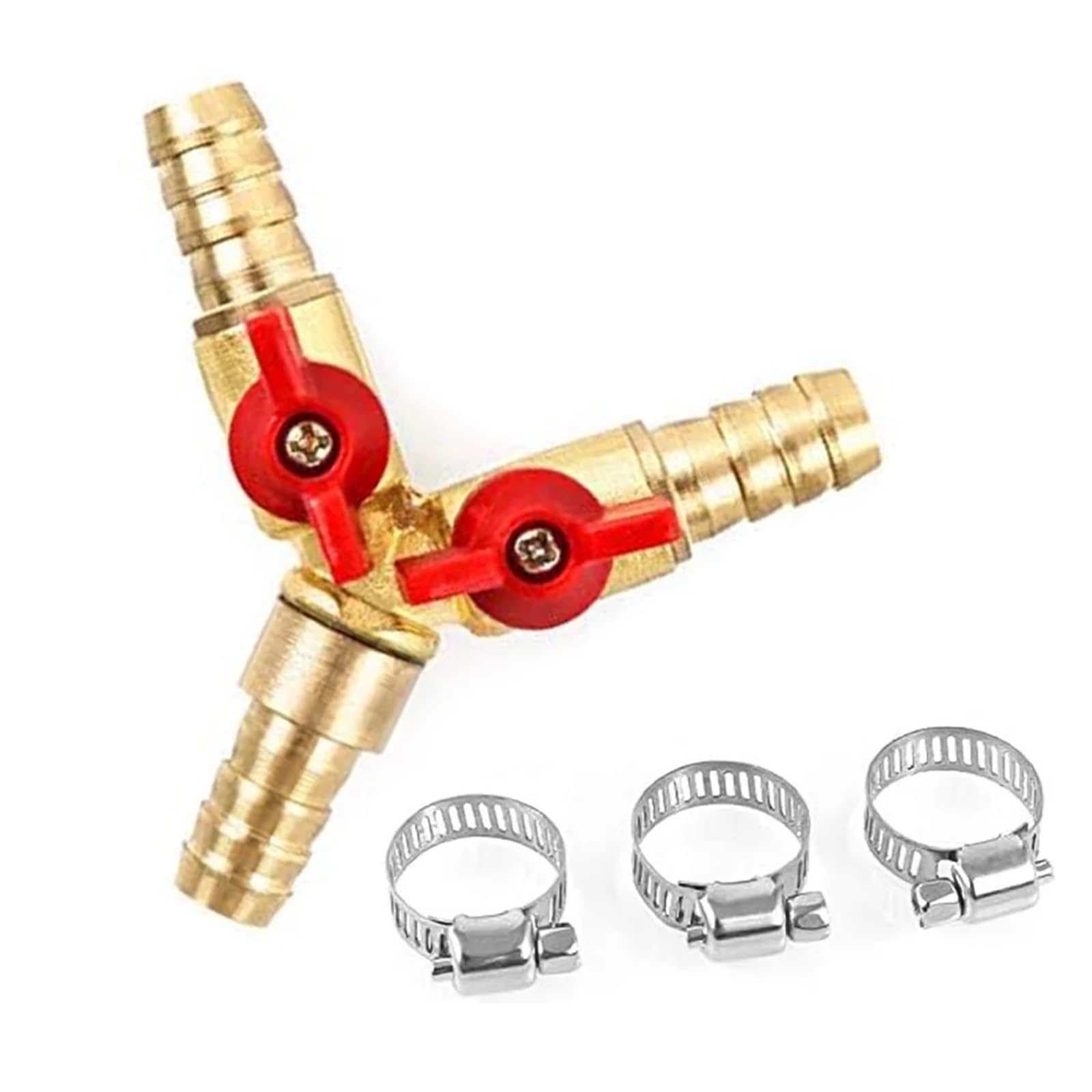 BNGDFDGH 3-Way Hose Connector Y Splitter 8/10mm for Joinery Faucet Air Water with Stainless Steel Ring Clamp(10mm)