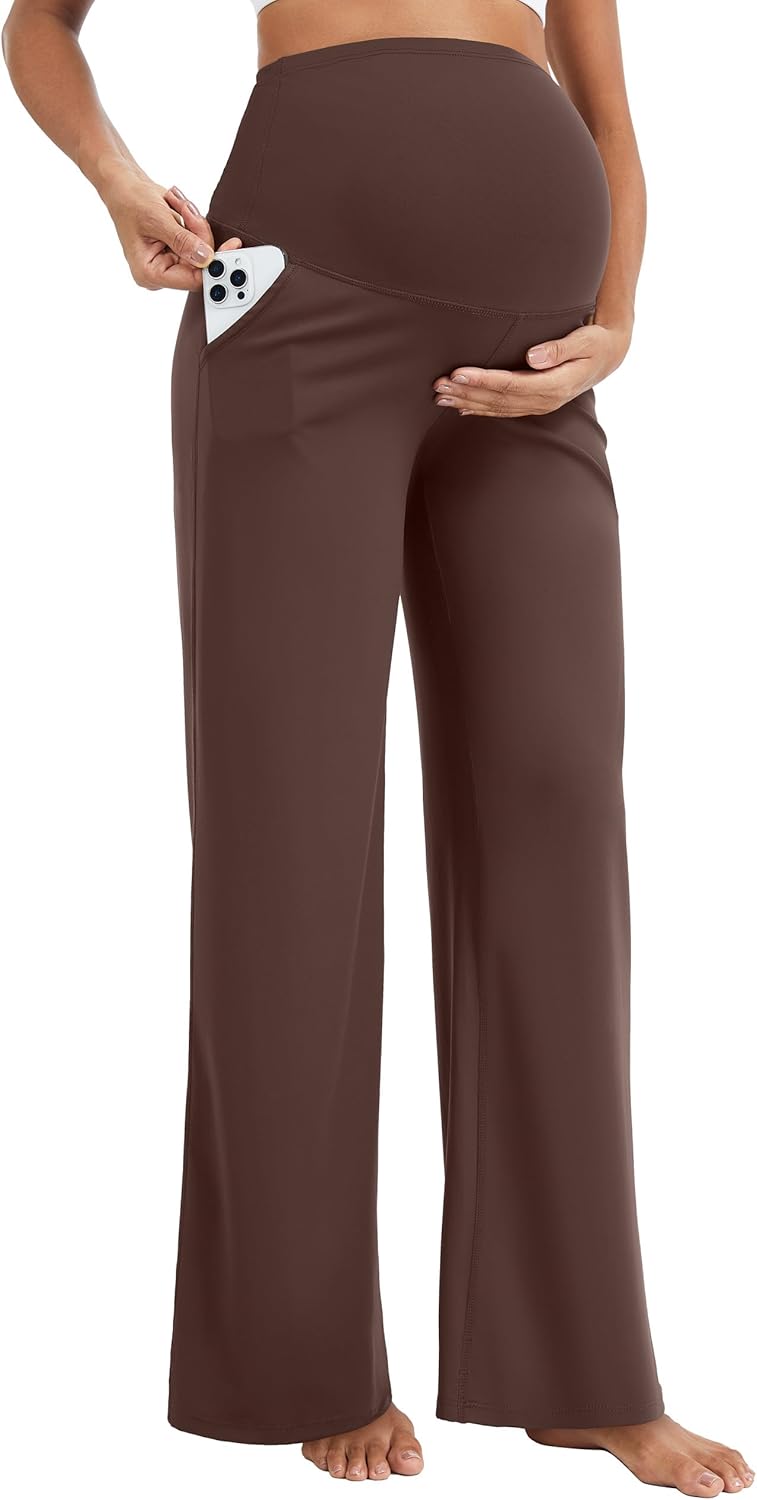 MathCat Womens Maternity Pants Over The Belly Wide Leg Yoga Work Dress Pants Pregnancy Pants Lounge Trousers Stretchy Soft - Image 3
