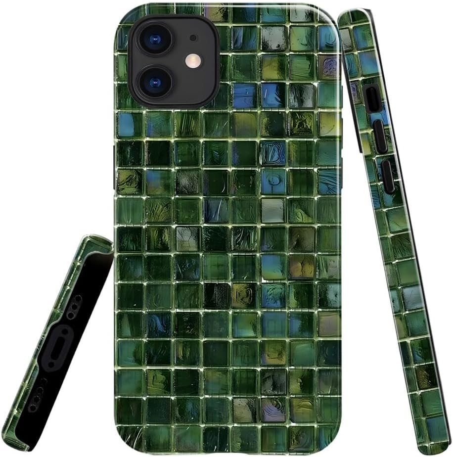 Case for iPhone 11,?Lustrous 2-Layer Durable Case for Girl Women,Green Toned Glass Tiles Green Toned Glass Tiles iPhone 11