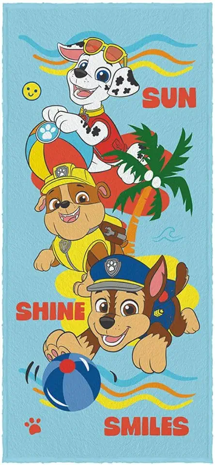Toalha Felpuda de Banho Estampada Patrulha Canina Menino 60 cm x 1,20 m Com 1 peça