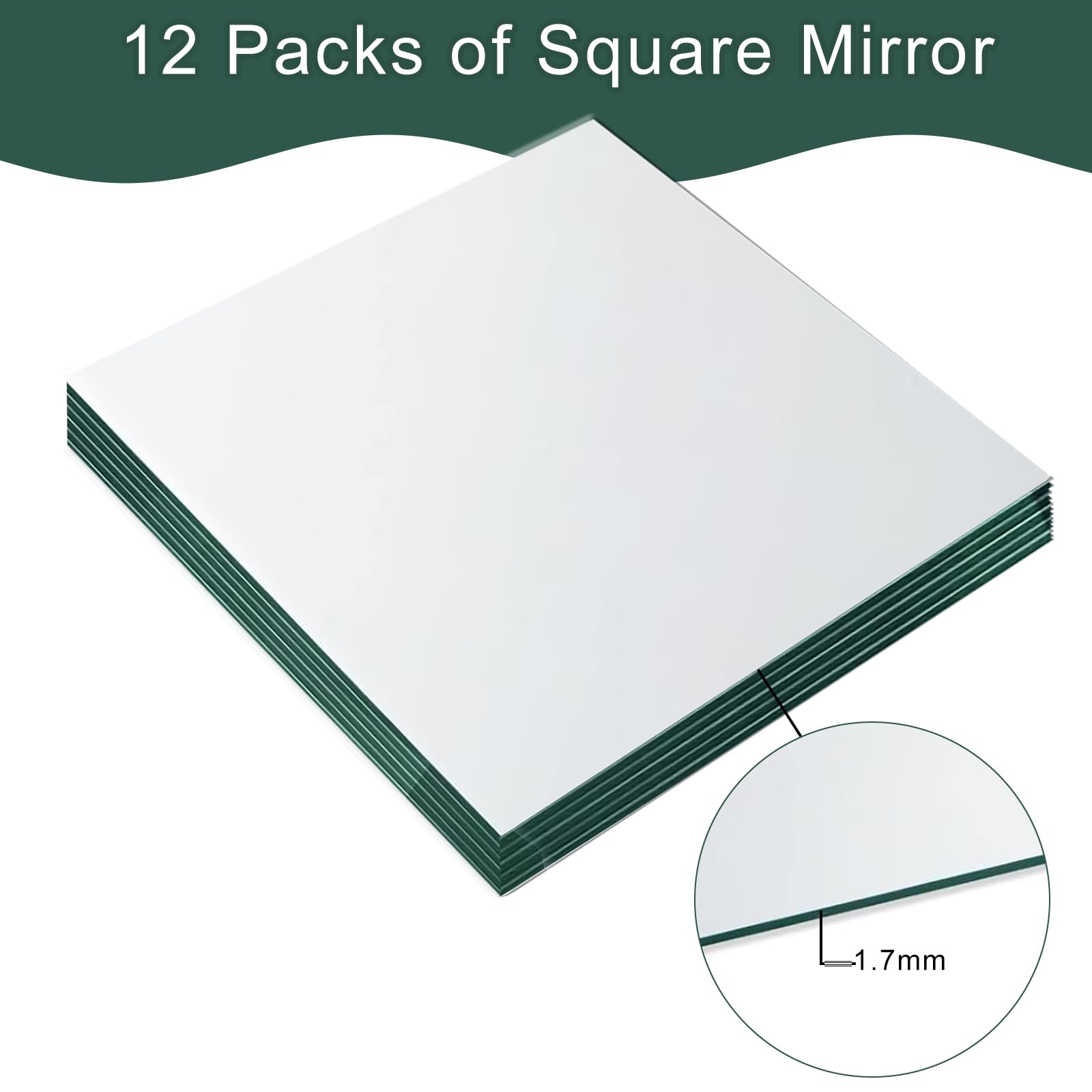 Nexboraque Confezione da 12 piatti quadrati per candele, 25,4 cm, in vetro, centrotavola per tavoli, vassoi a specchio senza cornice da 1,7 mm, per fiori, profumi, decorazioni per feste, matrimoni