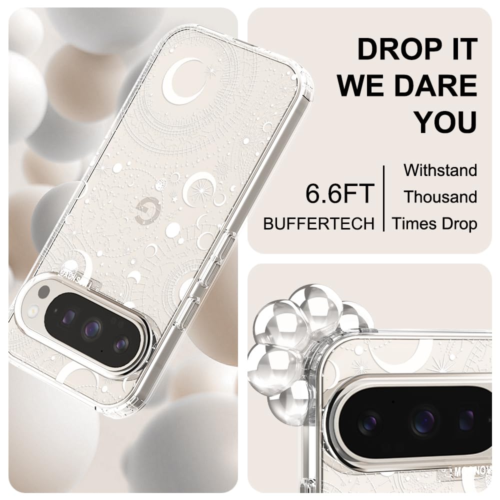 MOSNOVO Case for Google Pixel 10 & Pixel 10 Pro, [Buffertech 6.6ft Military-Grade Drop Protection] [Anti Peel Off Tech] Clear TPU Bumper Phone Case Cover Design - Cute Cherry — view 107