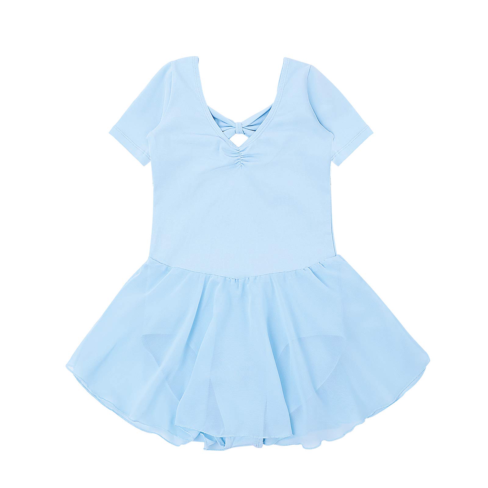 Bezioner Ragazza Balletto Leotard Vestito Danza Tutu Body Ginnastica Manica Corta con Chiffon Gonna