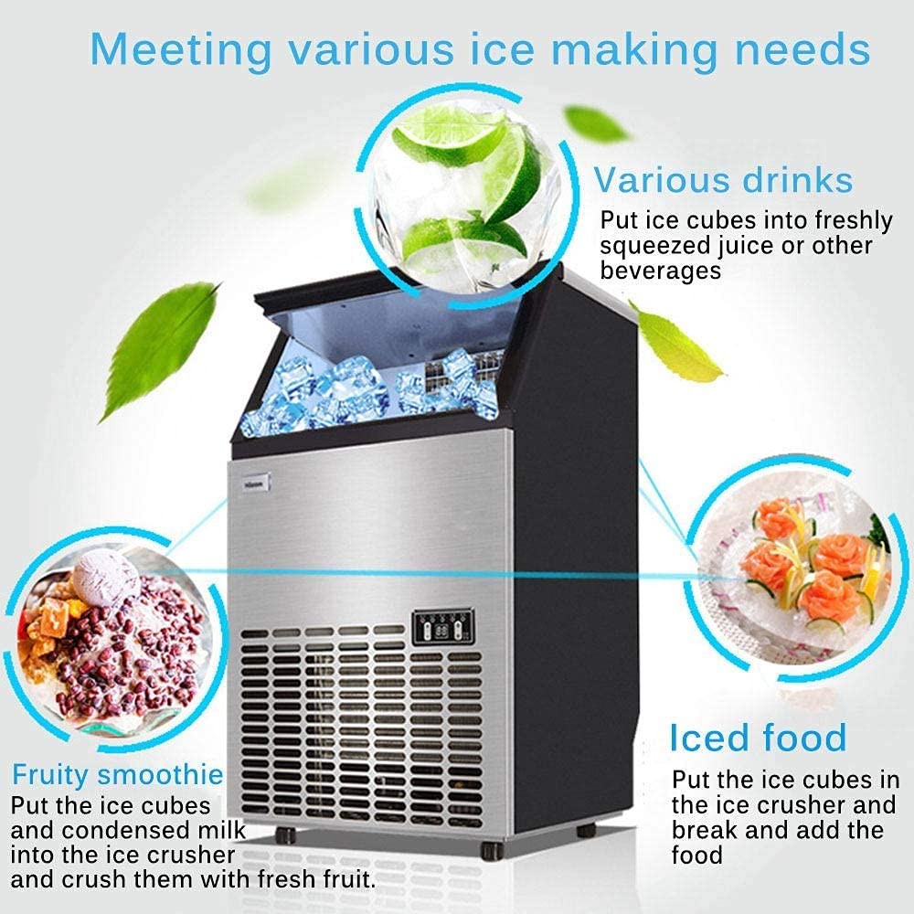 Iiposaqq Ice Cube Maker Commercial Ice Maker 50 Kg Of Ice Per 24 Hours Adjustable Thickness 36 Cubes Per 15 Min Great For Pub Restaurants Hotels Coffee Shops Stainless Ste on Fridge.com - View 2