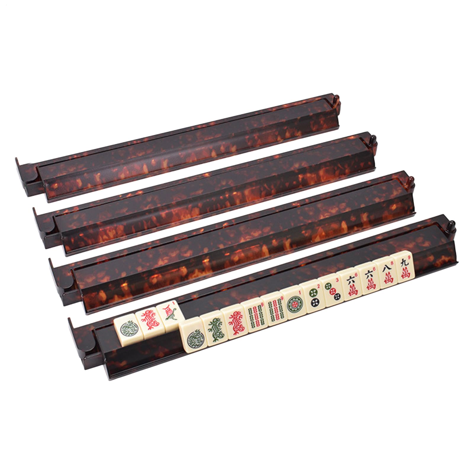 Generisch Mahjong - Juego de 4 estantes antideslizantes y resistentes a los arañazos | Bandeja de mahjong con imán de empuje | para centro comunitario en casa, sala de juegos, familiares