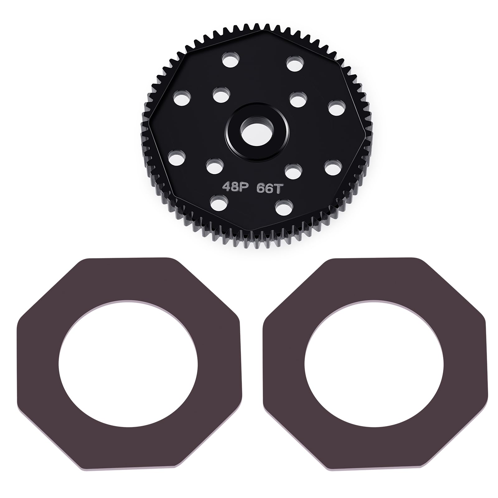 BRKRC Steel 66T 72T 81T 84T Spur Gear 48P RC Main Gears for 1/10 Associated T4 B4 T5 B5 Eleament Endero RTR (66T 48P)