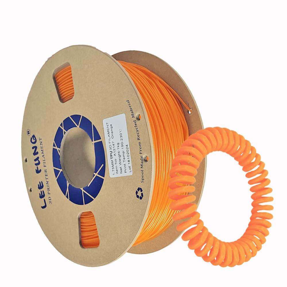 Filament pour imprimante 3D en TPU 1,75 mm, bobine de 1 kg, précision de mesure +/- 0,05 mm, orange