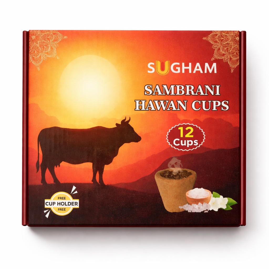 Organic Cow Dung Bharatvasi Sambrani Havan Cups (12 Pieces) with Free Stand | Natural Gobar Dhoop Cups | Charcoal & Chemical Free | Long Lasting Fragrance | Pack of 1 | Natural Cow Dung Dhoop Cups, Charcoal & Chemical Free, Free Stand, For Pooja, Hawan & Daily Rituals-picture-25