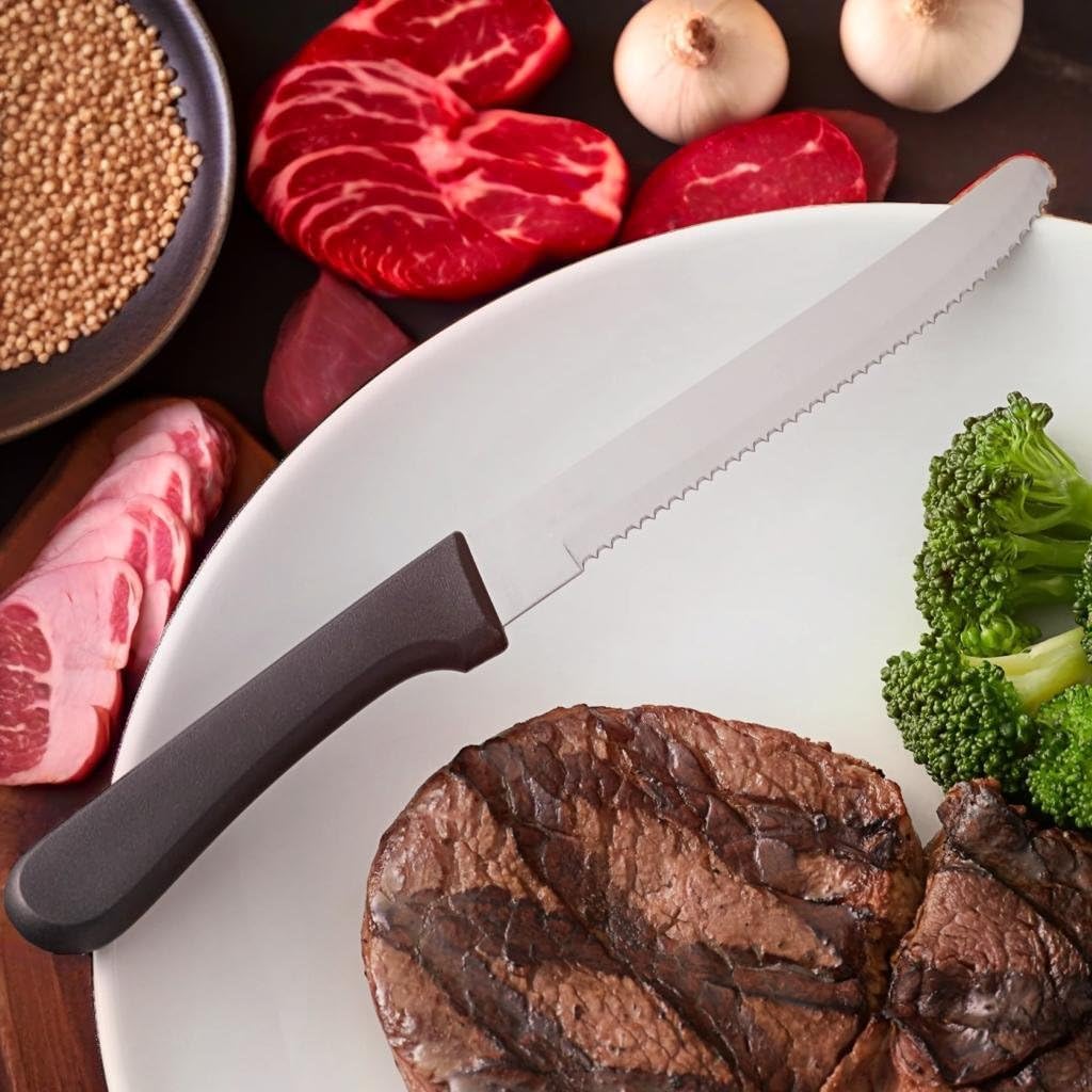 (Pack of 48) Steak Knives Set with 4 3/4" Stainless Steel Serrated Blade, Dishwasher Safe Steak Knives with Black Polypropylene Handle for Restaurants (48)