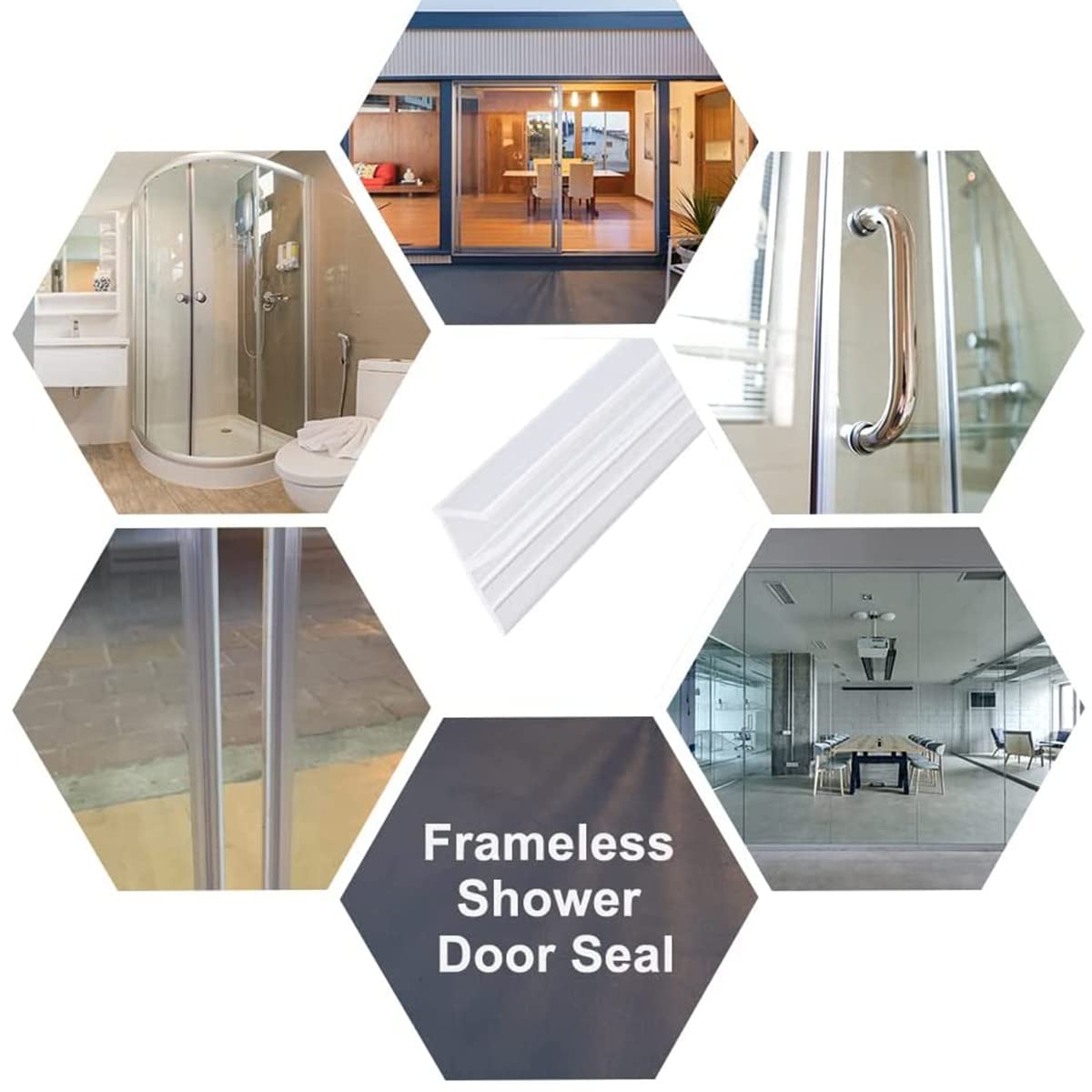 Junta de sellado para puerta de ducha impermeable para mampara de ducha de 6 mm, 8 mm, 10 mm, 12 mm, sello de repuesto para mampara de ducha (tipo F, 500 cm)