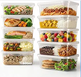 Kit 10 Potes BPA Free 800ml Hermético com TRAVA Para Freezer e Microondas COR: transparente