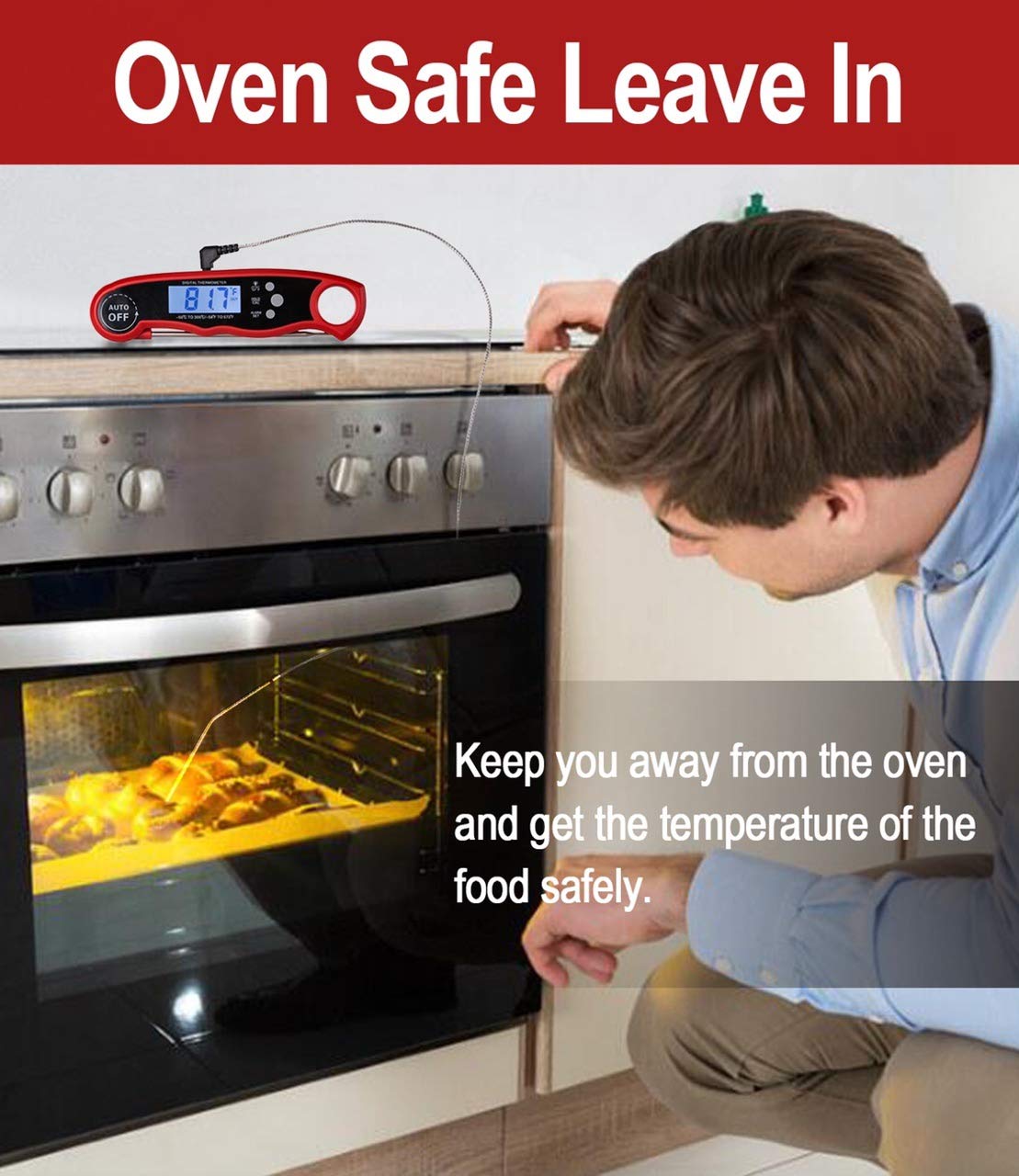 review Instant Read Meat Thermometer for Grill and Cooking, Fast & Precise Food Cooking Thermometer with Backlight& Calibration, Digital Dual Probe for Cooking, Baking, Candy, Grilling BBQ & Air Fryer!