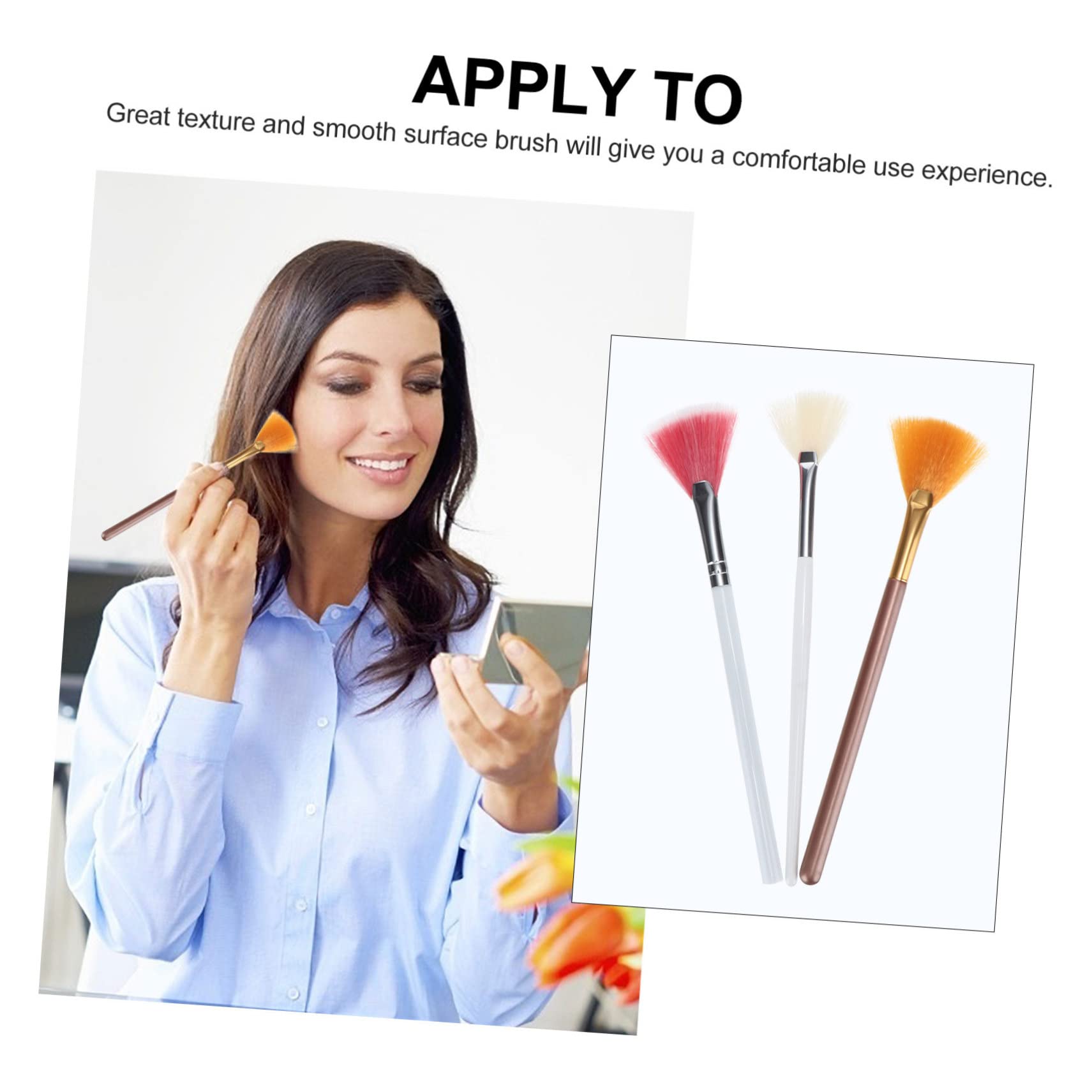 Housoutil 4sets Fan-shaped Makeup Brush Set Cosmetic Brushes for Face Blush Blending Powder Esthetician Tools 3pcs*4